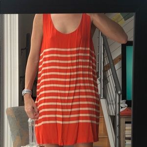 Joie (sz md) orange and cream striped dress